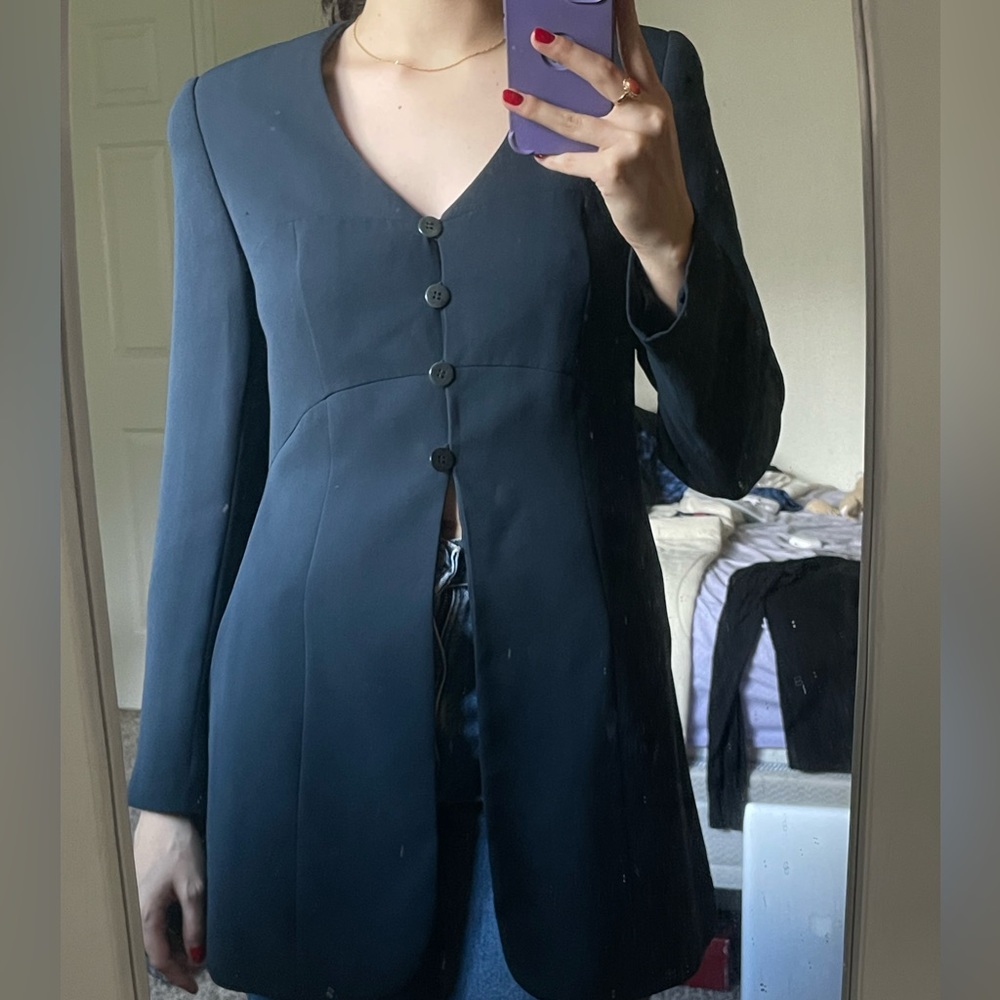 Vintage Giorgio Armani navy silk blazer